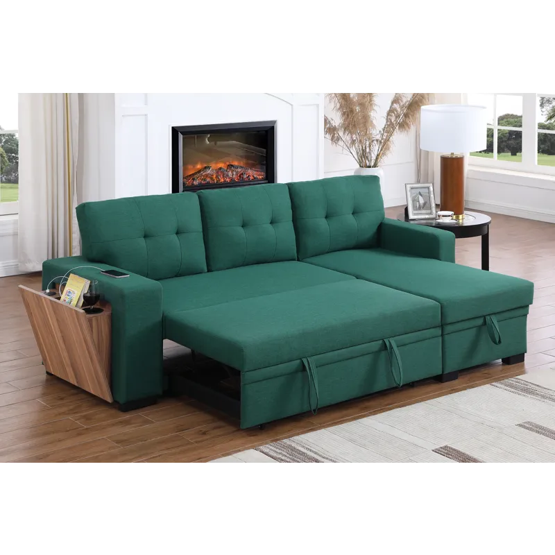 3 Piece Upholstered Sectional - Green