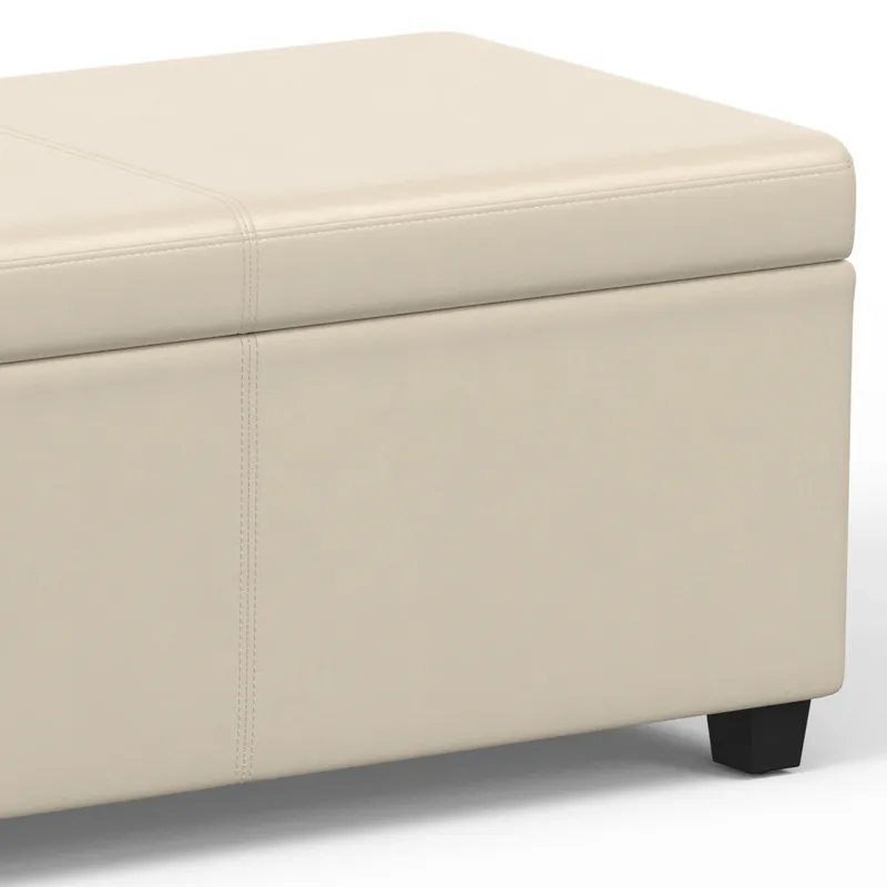 Avalon - Extra Large Storage Ottoman Bench - Satin Cream