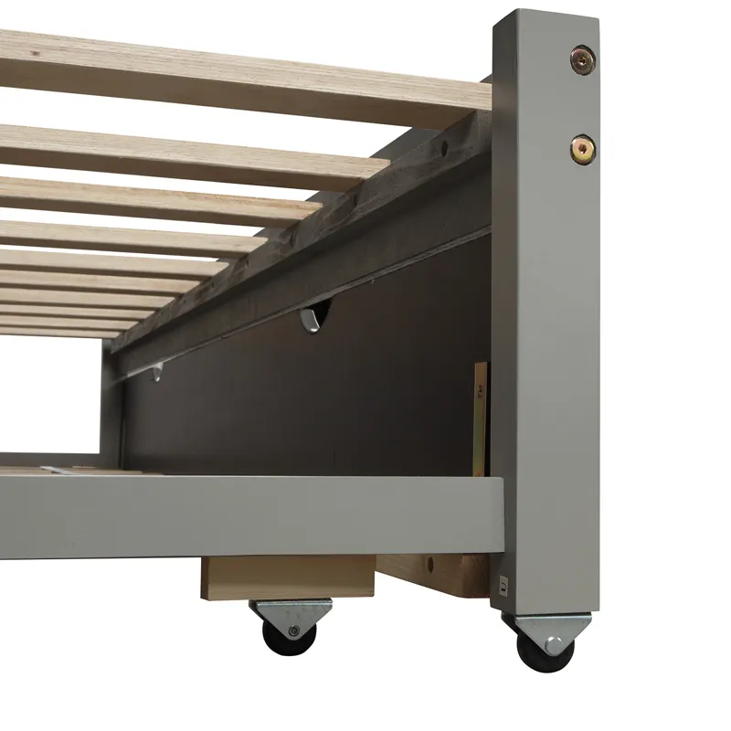 Extending Daybed With Trundle, Wooden Daybed With Trundle - Gray
