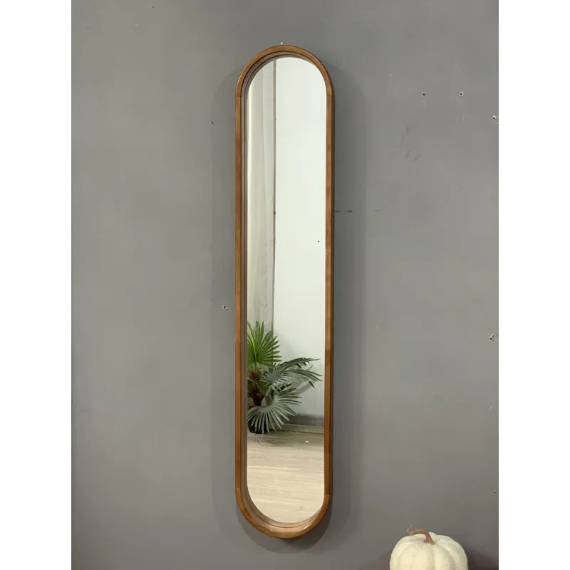 Decorative Rubber Frame Mirror With Elongated Oval Frame - Brown