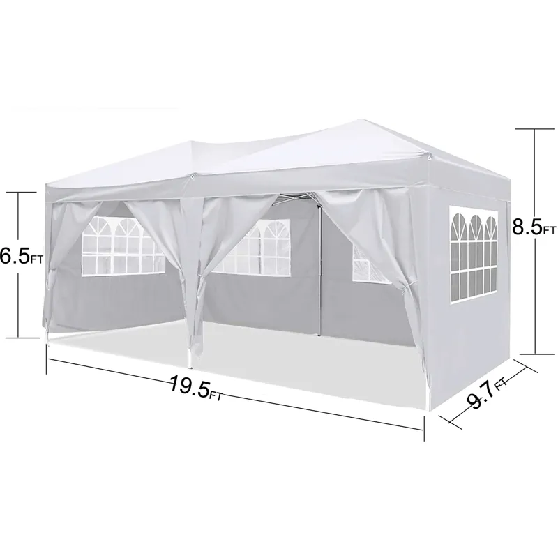 10X20 Ez Pop Up Canopy Outdoor Portable Party Folding Tent With 6 Removable Sidewalls + Carry Bag + 
