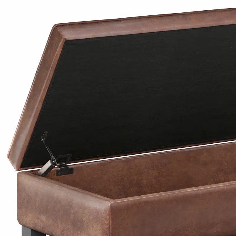 Cosmopolitan - Storage Ottoman Bench with Open Bottom - Distressed Saddle Brown