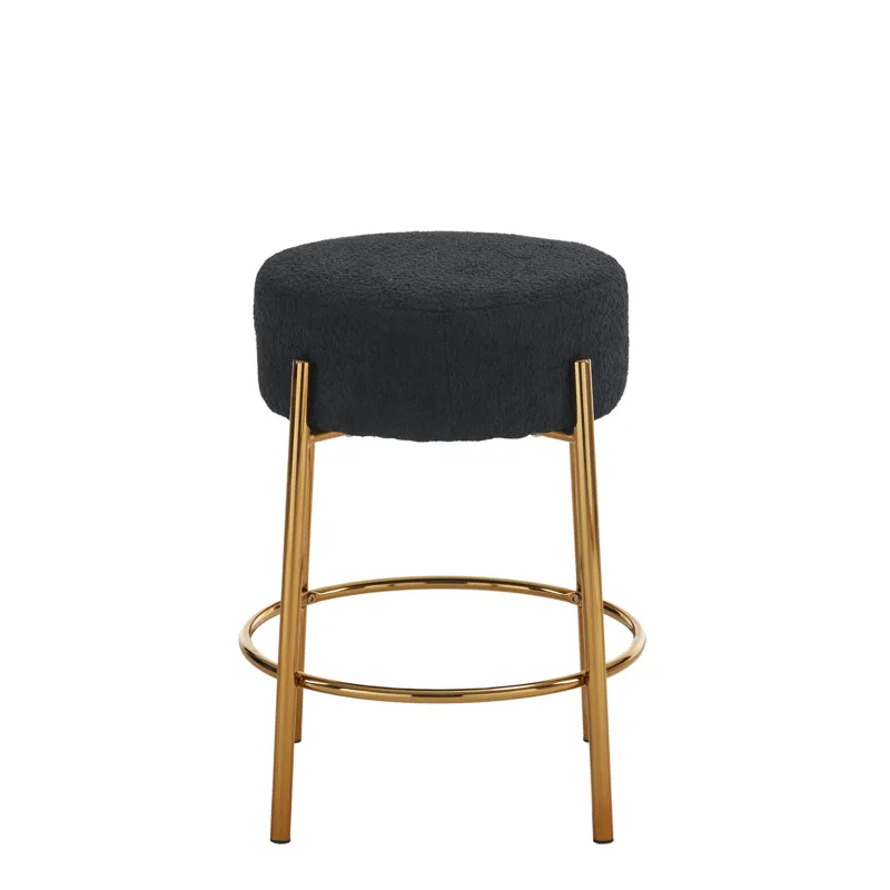 Round Bar Stools (Set of 2), Contemporary Upholstered Dining Stools For Kitchens, Coffee Shops And B