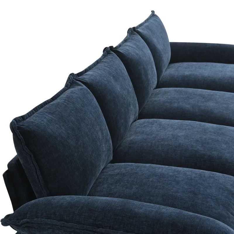 Modern L Shaped Chenille Cloud Sofa With Double Seat Cushions, 5 Seat Upholstered Indoor Furniture, 