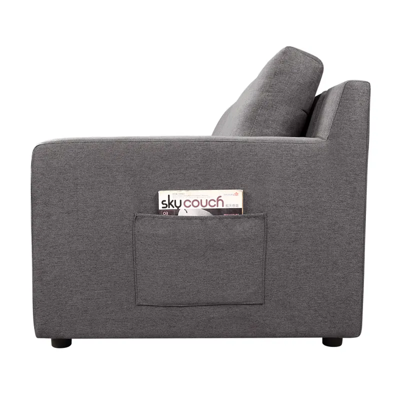 Waylon - Linen 7-Seater U-Shape Sectional Sofa Chaise With Pocket - Gray