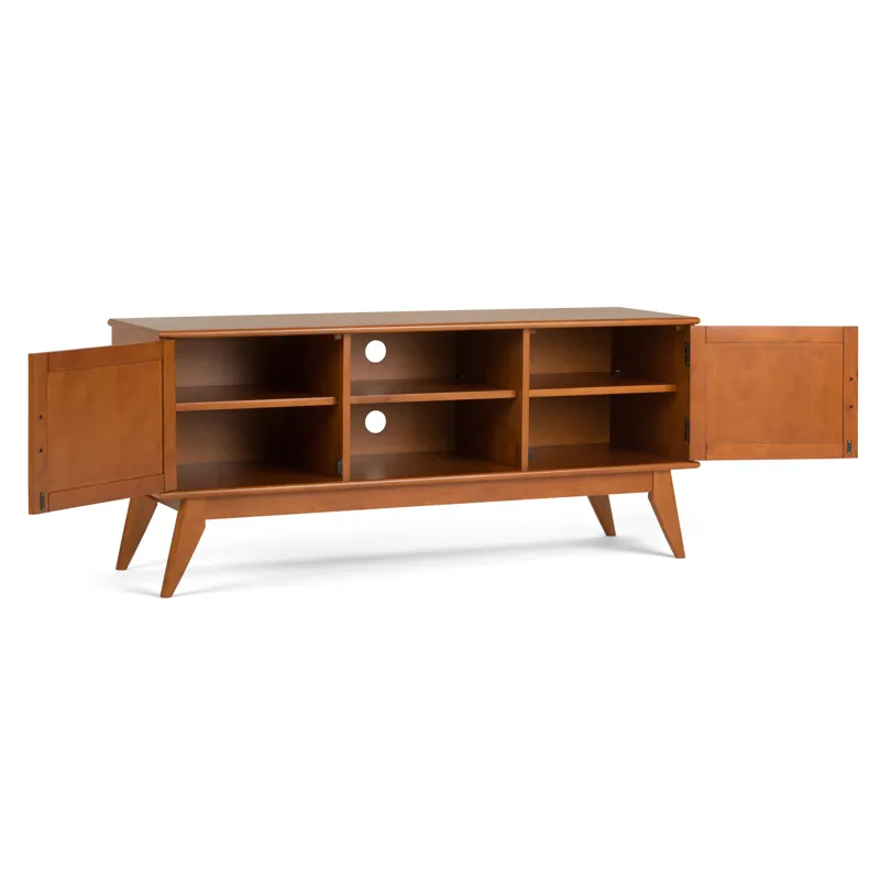 Draper - Mid Century Low TV Media Stand - Teak Brown