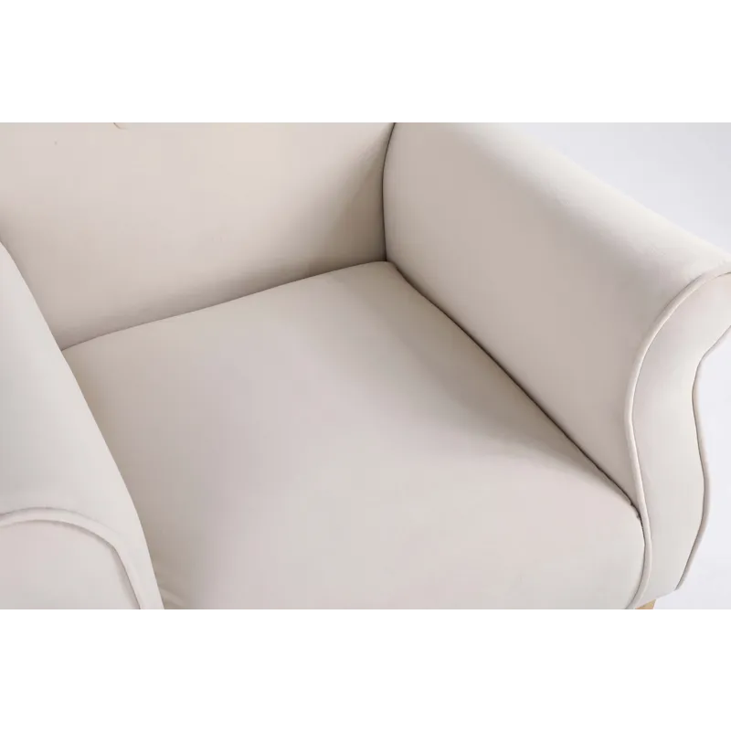 Baby Room High Back Rocking Chair Nursery Chair, Comfortable Rocker Fabric Padded Seat, Modern High 