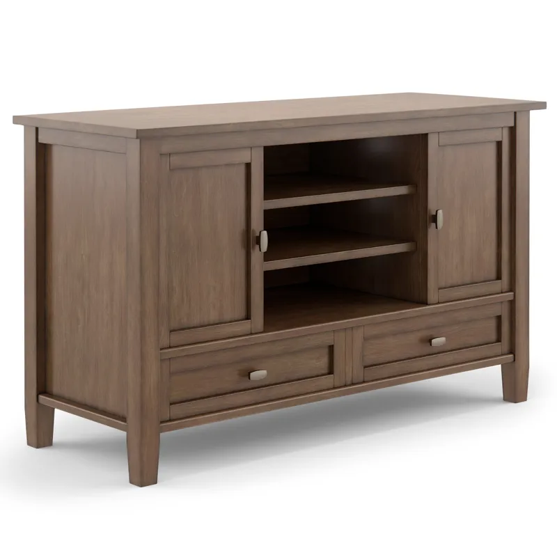 Warm Shaker - TV Media Stand - Rustic Natural Aged Brown