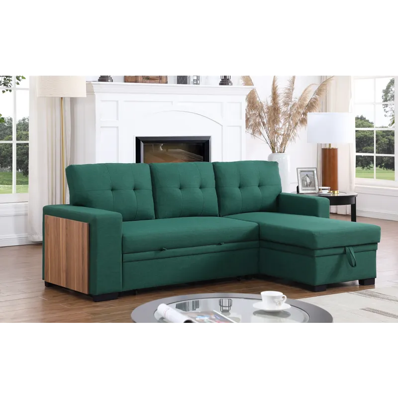 3 Piece Upholstered Sectional - Green