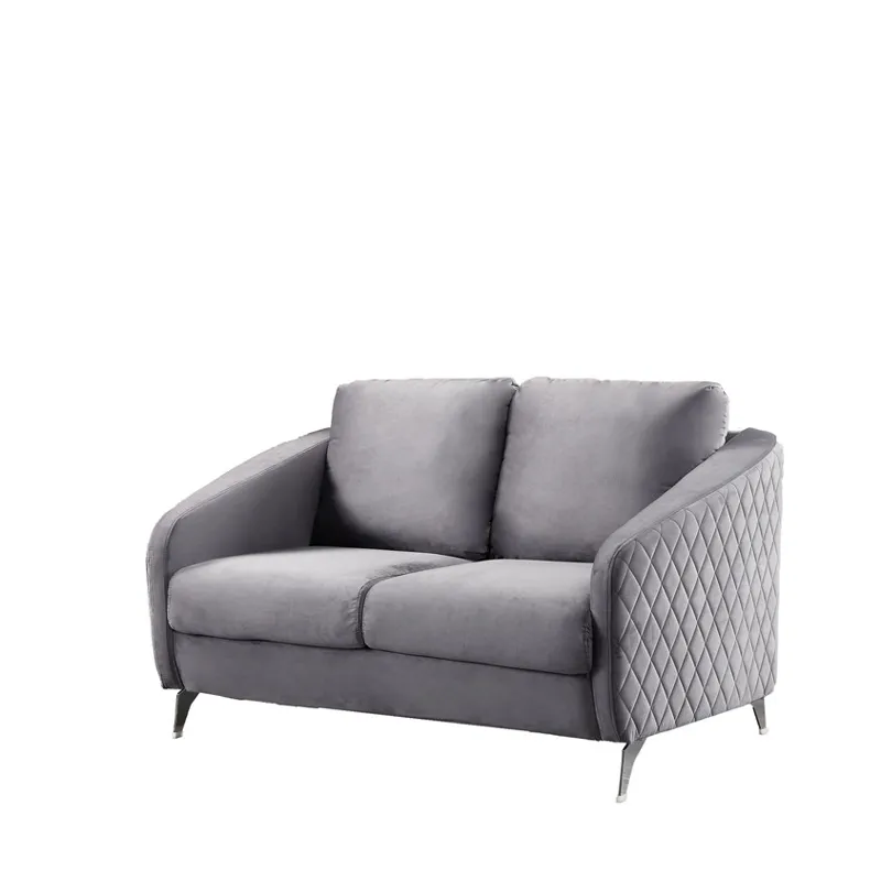 Sofia - Velvet Fabric Sofa, Loveseat Living Room (Set of 2) - Gray