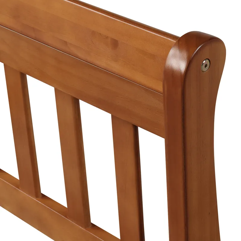 Twin Platform Bed Frame Mattress Foundation Sleigh Bed With Headboard / Footboard / Wood Slat Support - Oak