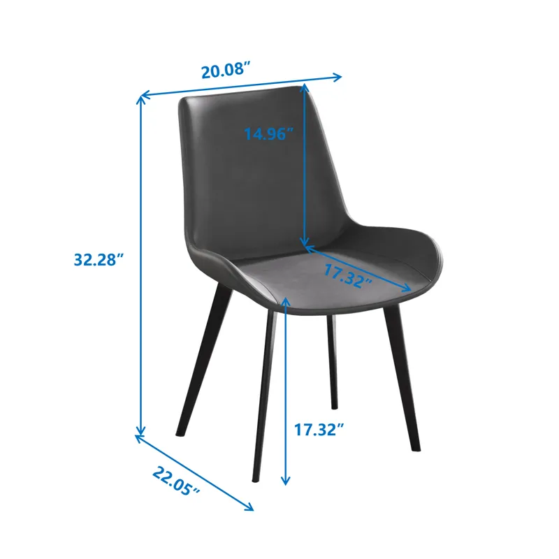 Modern Dining Chair Living Room Metal Leg Dining Chair (Set of 2) - Black / Gray