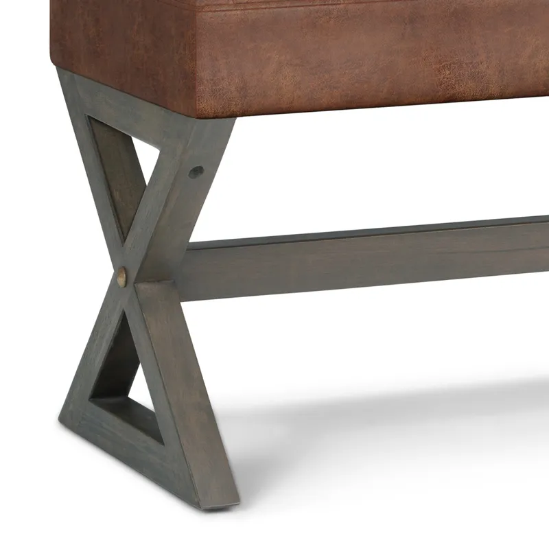 Salinger - Large Ottoman Bench - Distressed Saddle Brown