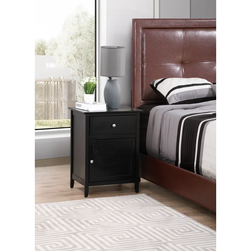 Izzy - G1413-N-50 1 Drawer /1 Door Nightstand - Black