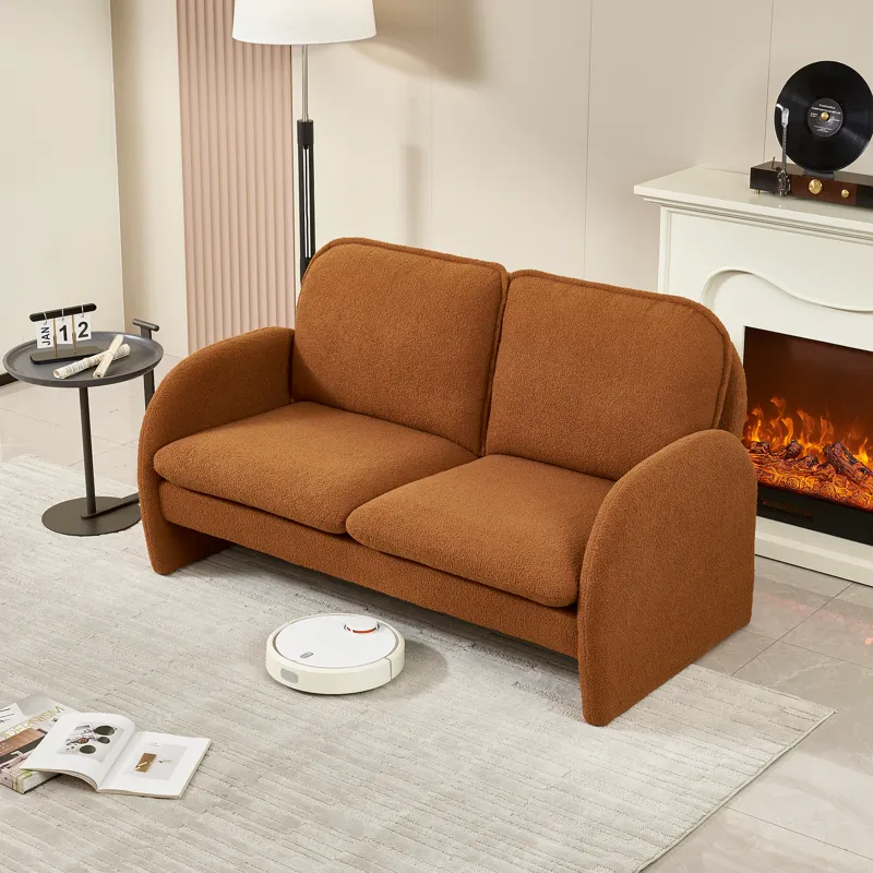 Loveseat Sofa Small Couch For Living Room, Sherpa Fabric Upholstered Loveseat Sofa Couch, Small Love