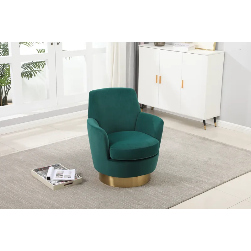 Velvet Swivel Barrel Chair, Swivel Accent Chairs Armchair For Living Room, Reading Chairs For Bedroo