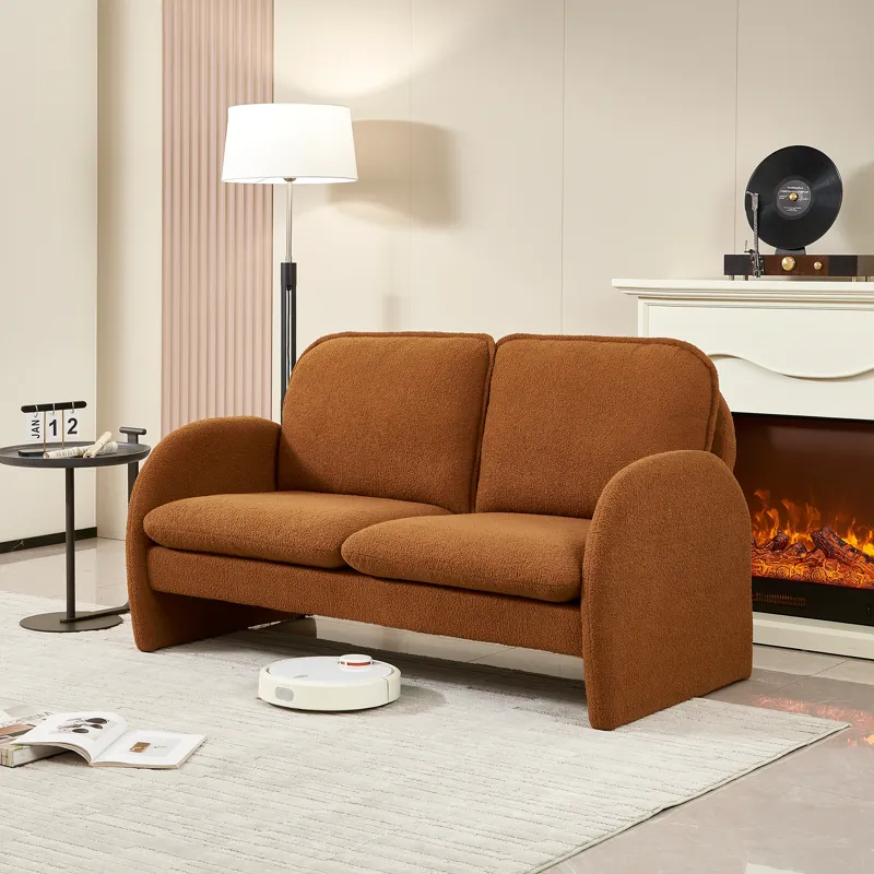 Loveseat Sofa Small Couch For Living Room, Sherpa Fabric Upholstered Loveseat Sofa Couch, Small Love