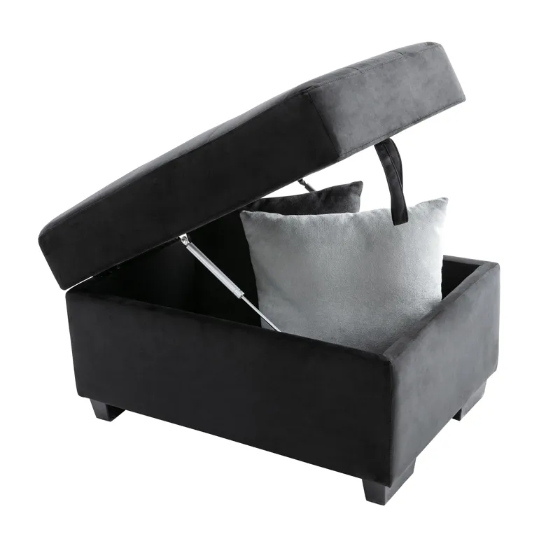 Sleeper Sectional Sofa, L-Shape Corner Couch Sofa Bed With Storage Ottoman & Hidden Arm Storage & US