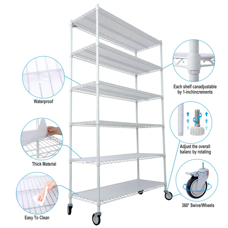 20\" 6 Tier 6000Lbs Capacity Nsf Metal Shelf Wire Shelving Unit, Heavy Duty Adjustable Storage Rack 