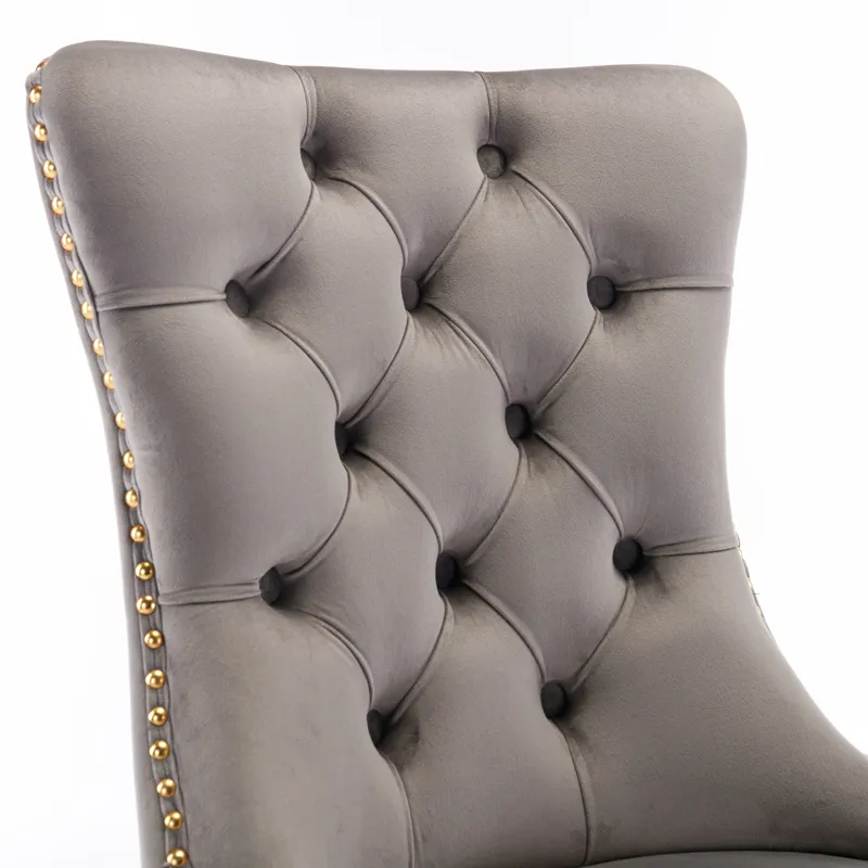 Nikki - Modern, High-End Tufted Solid Wood Contemporary Velvet Upholstered Dining Chair With Golden 