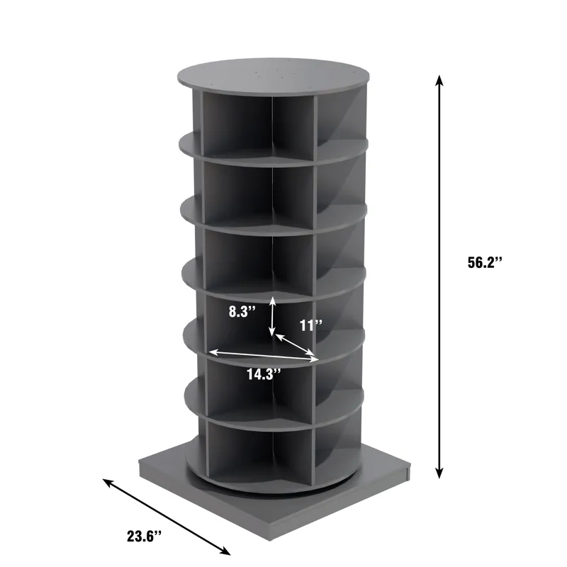 360 Rotating Shoe Cabinet 6 Layers - Gray
