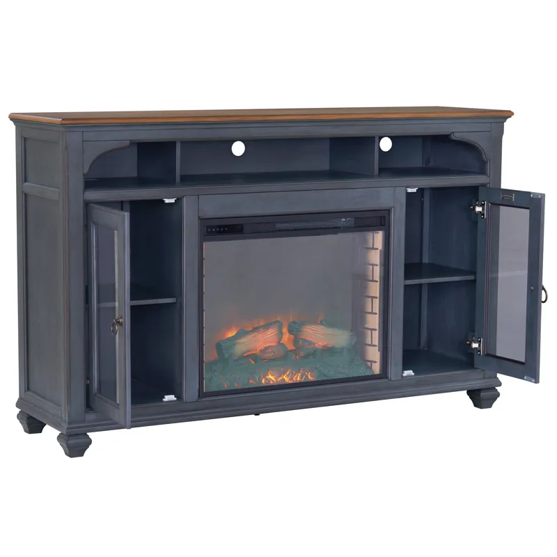 Americana - 66\" Fireplace TV Stand - Corduroy Blue