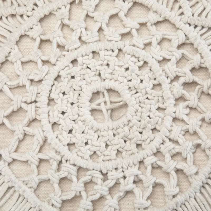 Coates - Round Macrame Pouf - Natural