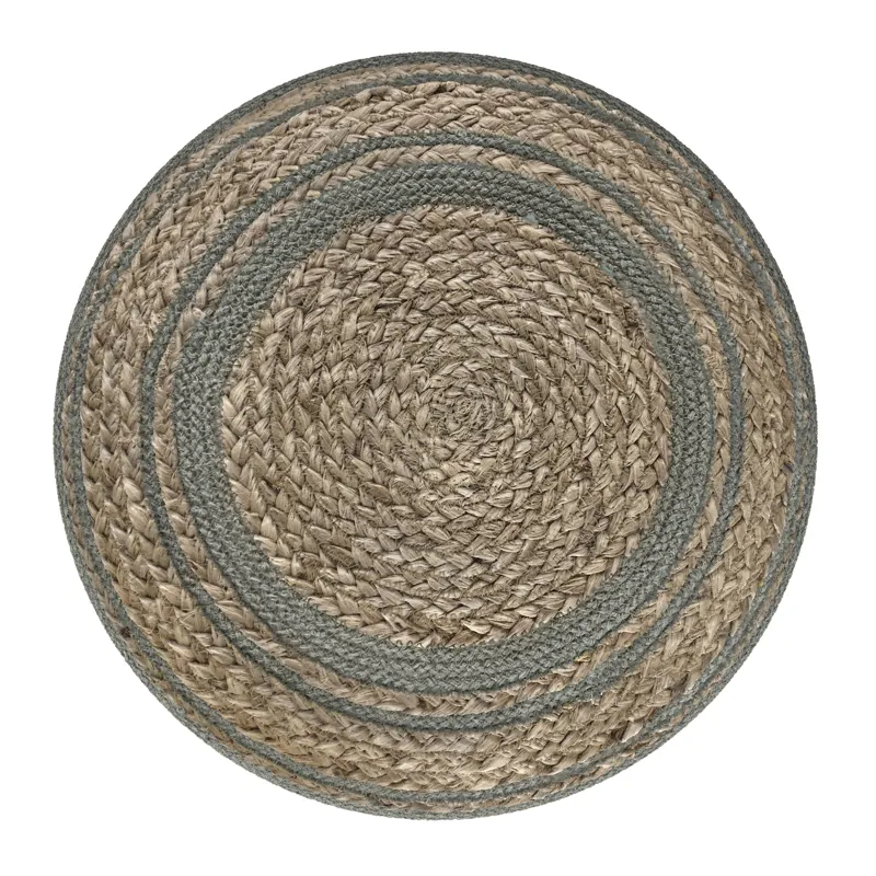 Serena - Round Braided Pouf - Dove Grey