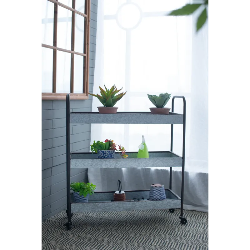 Homestead Galvanized Shelf Display 3 Tier - Metallic Gray
