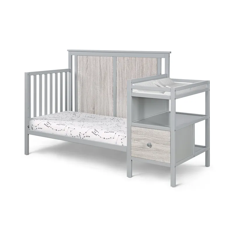 Connelly - 4-in-1 Crib and Changer Combo - Gray/Rockport Gray