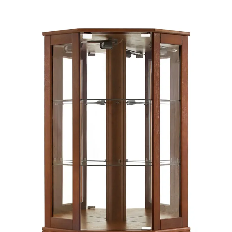 6 Shelf Corner Curio Display Cabinet With Lights, Mirrors And Adjustable Shelves (E26 Light Bulb Not