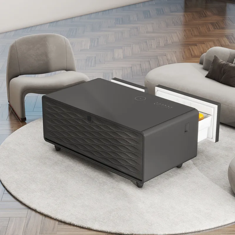 Modern Smart Coffee Table With Built-In Fridge - Bluetooth Speaker, Wireless Charging, Touch Control