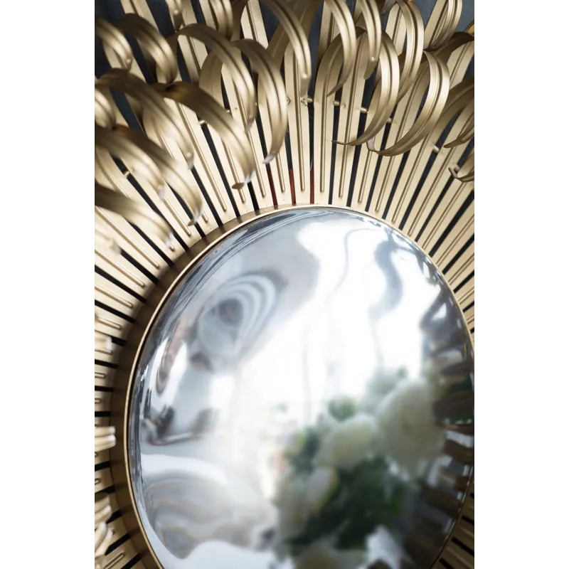 Sunburst Design Wall Mirror Decorative For Entryway, Modern Living Room - Golden