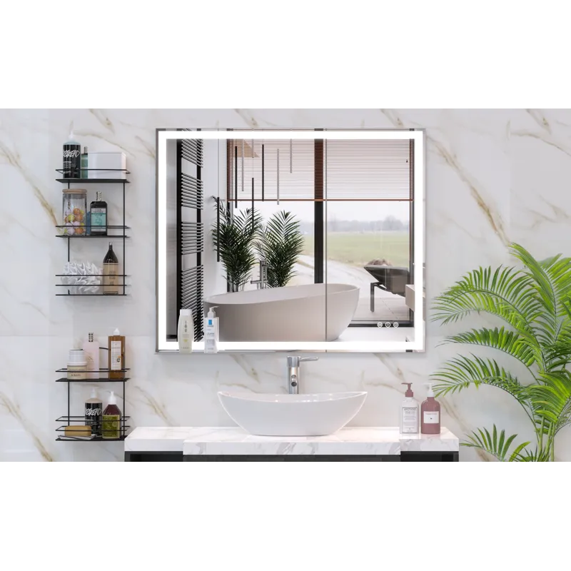 LED Bathroom Vanity Mirror Wall Mounted Adjustable White / Warm / Natural Lights Anti-Fog Touch Swit