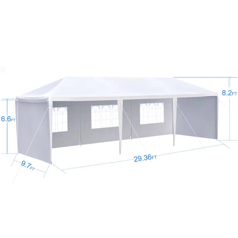 10X30\' Wedding Party Canopy Tent Outdoor Gazebo With 5 Removable Sidewalls - White