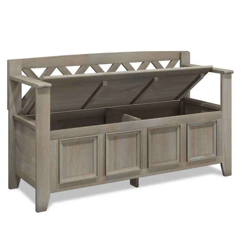 Amherst - Entryway Storage Bench - Distressed Grey