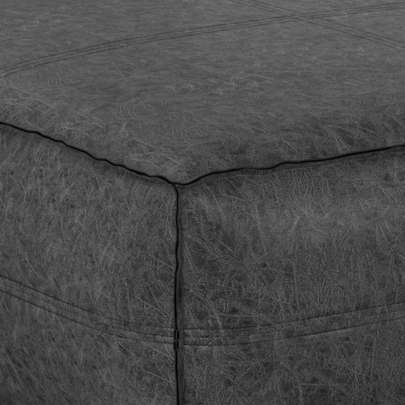 Brody - Extra Large Coffee Table Pouf - Distressed Black