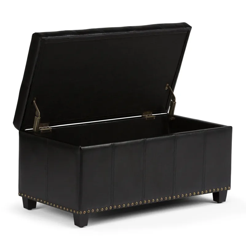 Amelia - Storage Ottoman Bench - Midnight Black