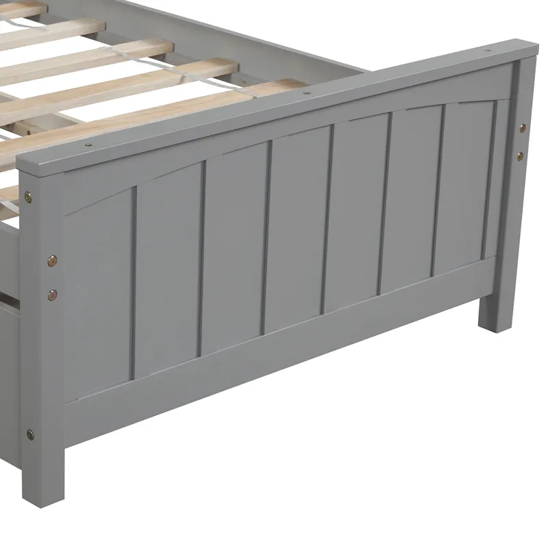Twin Size Platform Bed &Trundle - Gray