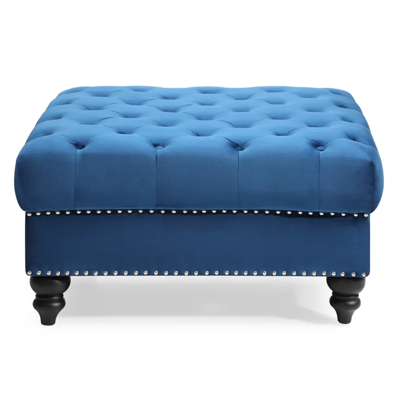 Nola - G0351-O Ottoman - Navy Blue