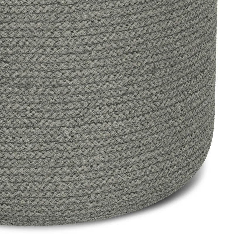 Serena - Round Braided Pouf - Dove Grey