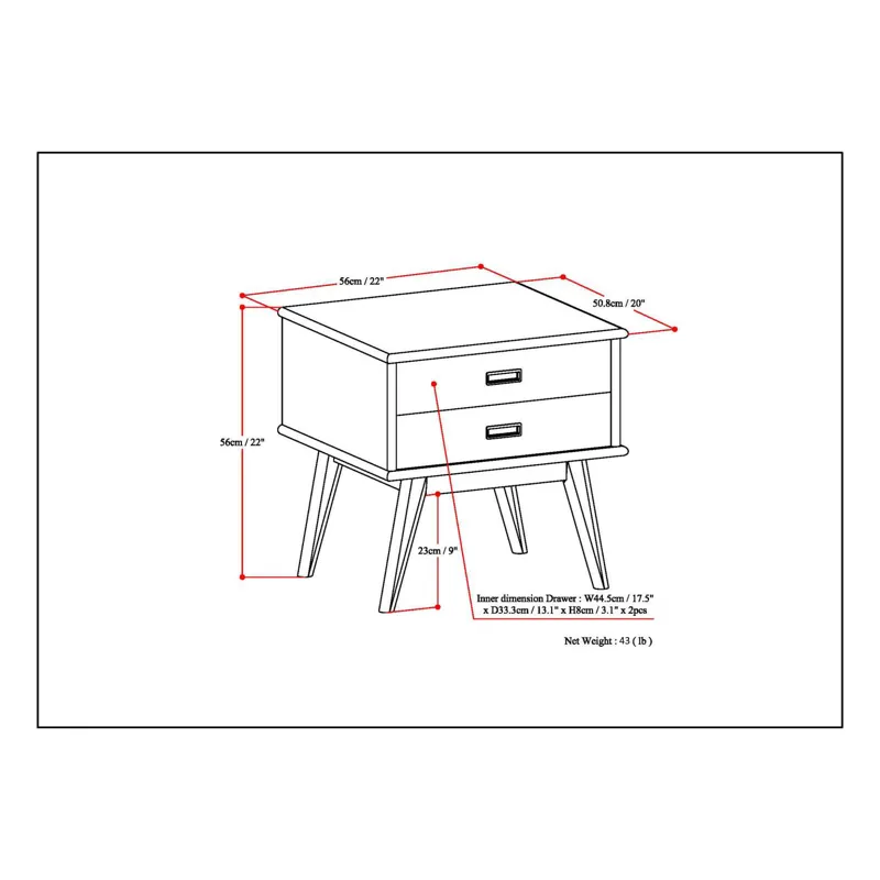 Draper - Mid Century Side Table - Medium Auburn Brown