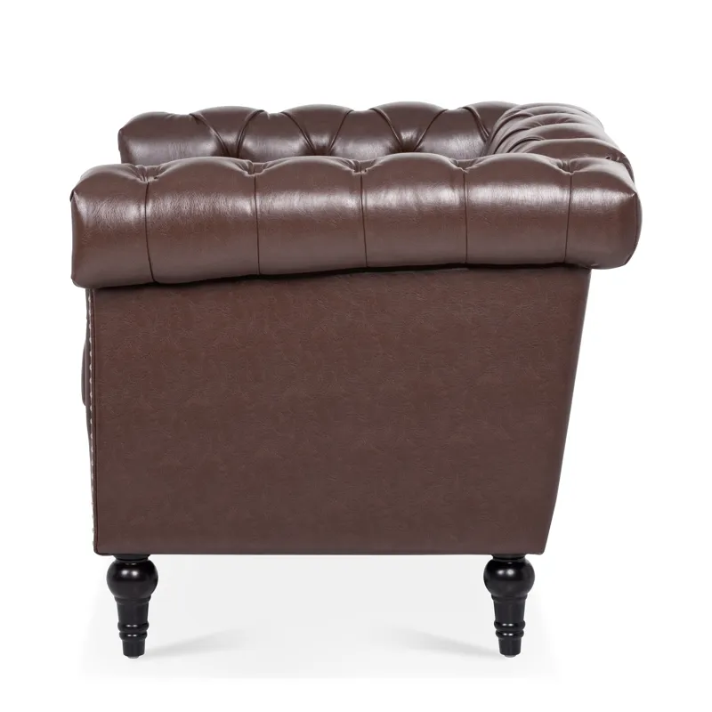 1 Seater Sofa For Living Room - Brown PU