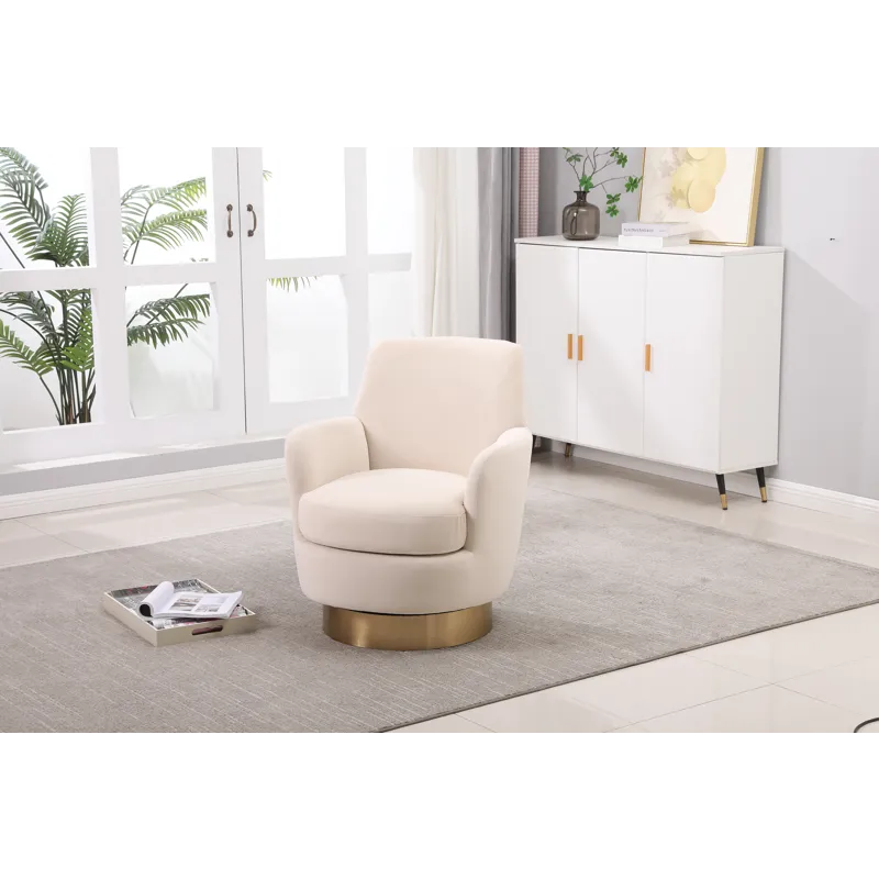 Velvet Swivel Barrel Chair, Swivel Accent Chairs Armchair For Living Room, Reading Chairs For Bedroo
