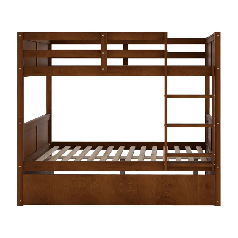 Full Over Full Bunk Bed With Twin Size Trundle - Walnut