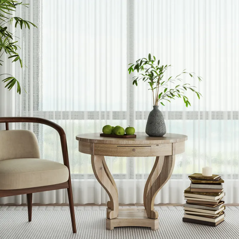 Curved Legs Farmhouse Style Small Size Round Dining Table End Table Side Table Coffee Table For Dine
