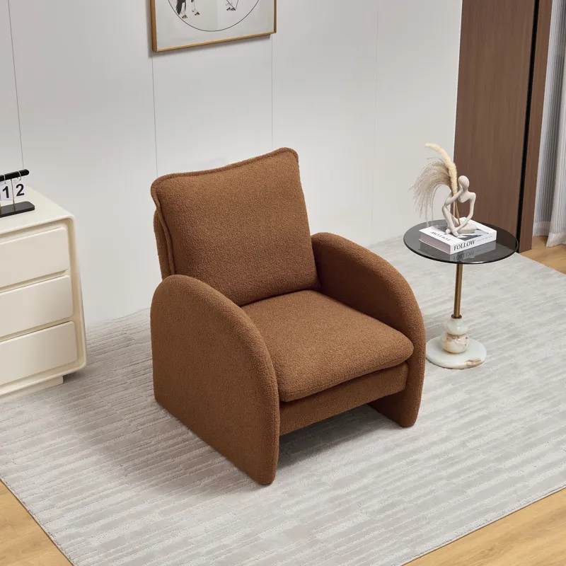 Modern Sherpa Upholstered Accent Chair, Comfortable Living Room Armchair, Lounge Chair For Bedroom, 