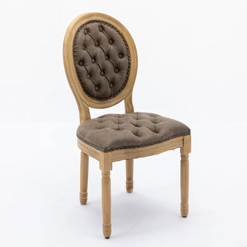 French Style Solid Wood Frame Antique Painting, Hand-Pulled Buckle Decoration PU Artificial Leather 