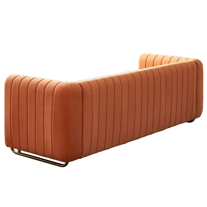 Contemporary Velvet Sofa Couch For Living Room - Orange