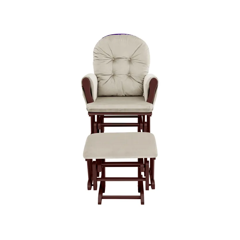 Mason - Glider And Ottoman Espresso Wood - Beige Fabric